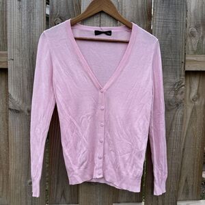 Kobe Lettuce Knit Sweater Cardigan Button Up Plain Long Sleeve Pink No Size‎